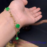 Green Jade Clover Bracelet 925 Silver Jewelry