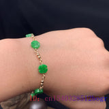 Green Jade Clover Bracelet 925 Silver Jewelry