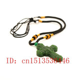 Green Jade Cross Jesus Carved Pendant Chinese Necklace Charm Jadeite Lucky