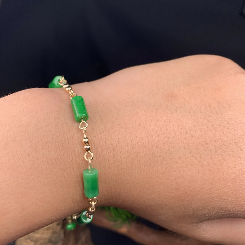 Green Jade Cylinder Bracelets for Women Emerald Chinese Gift Jewelry Bangle