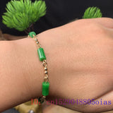 Green Jade Cylinder Bracelet Women Gemstone Chinese Bead Natural Jadeite Jewelry
