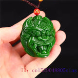 Green Jade Demon Pendant Amulet Necklace Jewelry Charm Carved