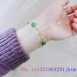 Green Jade Donut Bracelets 925 Silver Man Carved Jewelry