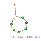 Green Jade Donut Bracelets 925 Silver Man Carved Jewelry