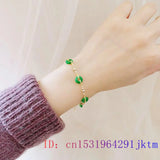 Green Jade Donut Bracelets 925 Silver Man Carved Jewelry