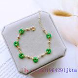 Green Jade Donut Bracelets 925 Silver Man Carved Jewelry