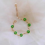 Green Jade Donut Bracelets 925 Silver Man Carved Jewelry