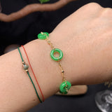 Green Jade Donut Bracelet Women 925 Silver