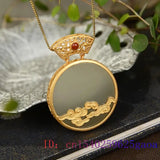 Green Jade Donut Pendant Choker Natural Men Necklace 925 Silver