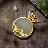 Green Jade Donut Pendant Choker Natural Men Necklace 925 Silver