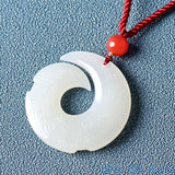 Green Jade Dragon Pendant Necklace Hand-Carved Chinese Healing Luck Gift