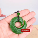 Green Jade Dragon Pendant Necklace Hand-Carved Chinese Jewellery Gift