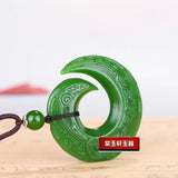 Green Jade Dragon Pendant Necklace Hand-Carved Chinese Jewellery Gift
