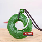 Green Jade Dragon Pendant Necklace Hand-Carved Chinese Jewellery Gift