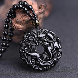 Green Jade Dragon Jade Pixiu Pendant Crystal Necklace Chinese Hand-Carved
