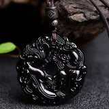 Green Jade Dragon Jade Pixiu Pendant Crystal Necklace Chinese Hand-Carved