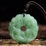Green Jade Dragon Jade Pixiu Pendant Crystal Necklace Chinese Hand-Carved