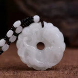 Green Jade Dragon Jade Pixiu Pendant Crystal Necklace Chinese Hand-Carved