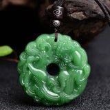 Green Jade Dragon Jade Pixiu Pendant Crystal Necklace Chinese Hand-Carved