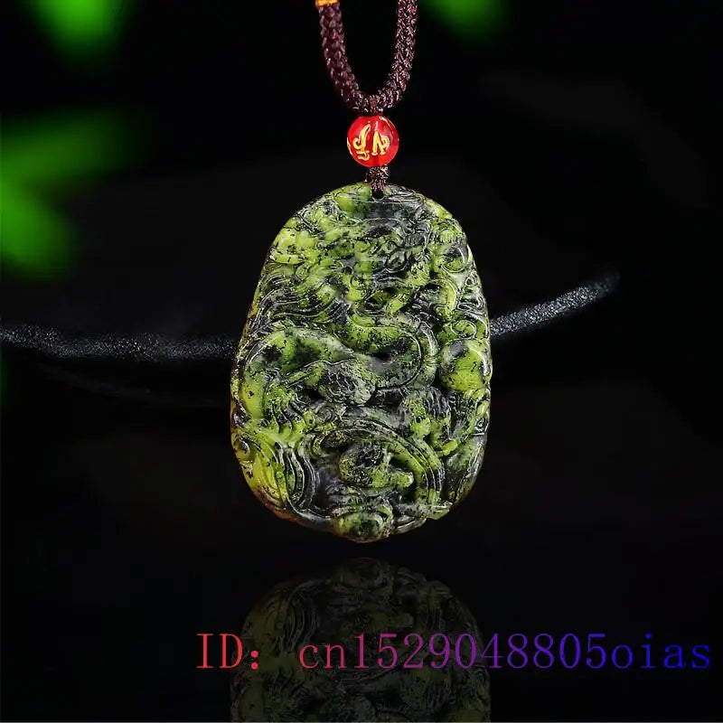Green Jade Dragon Pendant Gemstone Jewelry Gift Necklace Women