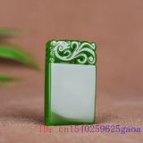 Green Jade Dragon Pendant Amulet Necklace Lucky Men Women