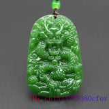 Green Jade Dragon Pendant Jadeite Amulet Carved Charm Natural Necklace Men Jewel