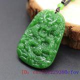 Green Jade Dragon Pendant Jadeite Amulet Carved Charm Natural Necklace Men Jewel
