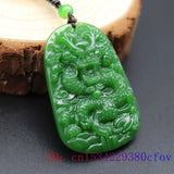 Green Jade Dragon Pendant Jadeite Amulet Carved Charm Natural Necklace Men Jewel
