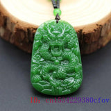 Green Jade Dragon Pendant Jadeite Amulet Carved Charm Natural Necklace Men Jewel