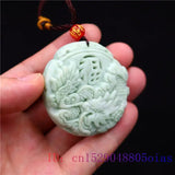 Green Jade Dragon Pendant Women Charm Amulet Necklace Carved