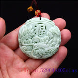 Green Jade Dragon Pendant Women Charm Amulet Necklace Carved