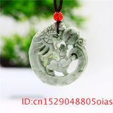 Green Jade Dragon Pendant Tiger Necklace Double-sided Chinese Men Jewelry