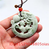 Green Jade Dragon Pendant Tiger Necklace Double-sided Chinese Men Jewelry