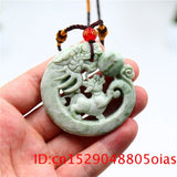 Green Jade Dragon Pendant Tiger Necklace Double-sided Chinese Men Jewelry