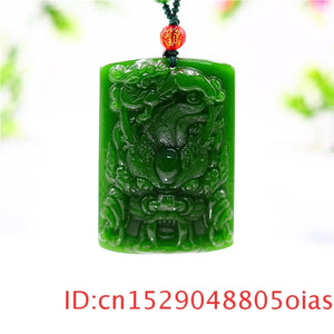 Green Jade Dragon Pendant Necklace Chinese Charm Jewelry Amulet Jadeite