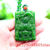 Green Jade Dragon Pendant Necklace Chinese Charm Jewelry Amulet Jadeite