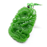 Green Jade Dragon Pendant Necklace Charm Guardian Pendant