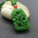 Green Jade Dragon Pendant Necklace Charm Guardian Pendant