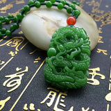 Green Jade Dragon Pendant Necklace Charm Guardian Pendant