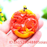 Green Jade Dragon Pendant Necklace Carved Amulet Chinese Jewelry Men Women