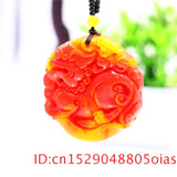 Green Jade Dragon Pendant Necklace Carved Amulet Chinese Jewelry Men Women