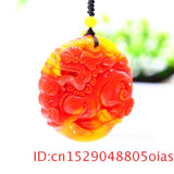 Green Jade Dragon Pendant Necklace Carved Amulet Chinese Jewelry Men Women