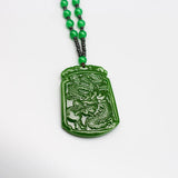 Green Jade Dragon Pendant Necklace Hand-Carved Natural Charm Jadeite Jewelry