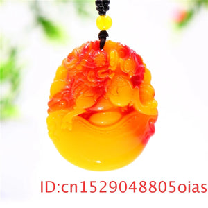 Green Jade Dragon Pendant Necklace Jadeite Chinese Charm Amulet