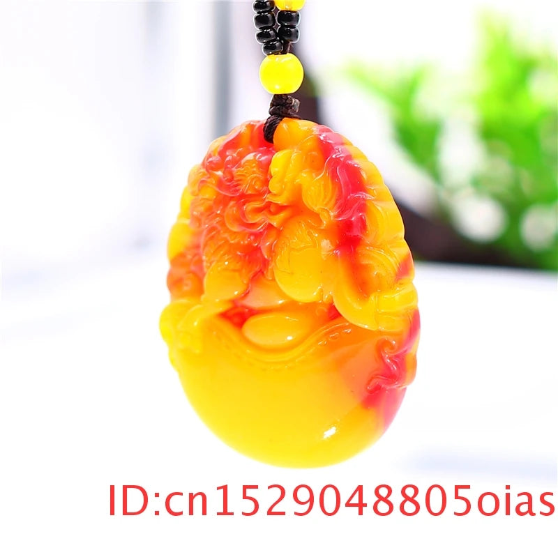 Green Jade Dragon Pendant Necklace Jadeite Chinese Charm Amulet
