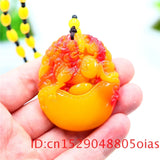 Green Jade Dragon Pendant Necklace Jadeite Chinese Charm Amulet