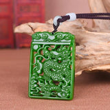 Green Jade Dragon Pendant Necklace Chinese Jewelry