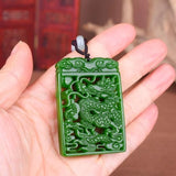 Green Jade Dragon Pendant Necklace Chinese Jewelry