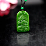 Green Jade Dragon Pendant Necklace Natural Jadeite Hand-Carved