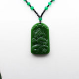 Green Jade Dragon Pendant Necklace Natural Jadeite Hand-Carved
